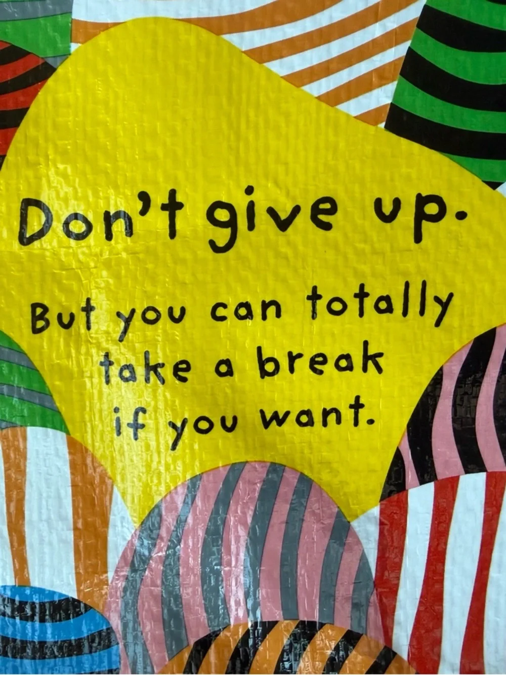 Blue Q Multicolor Striped Pencil Pouch ‘Don’t Give Up.’ NWT - Picture 2 of 3